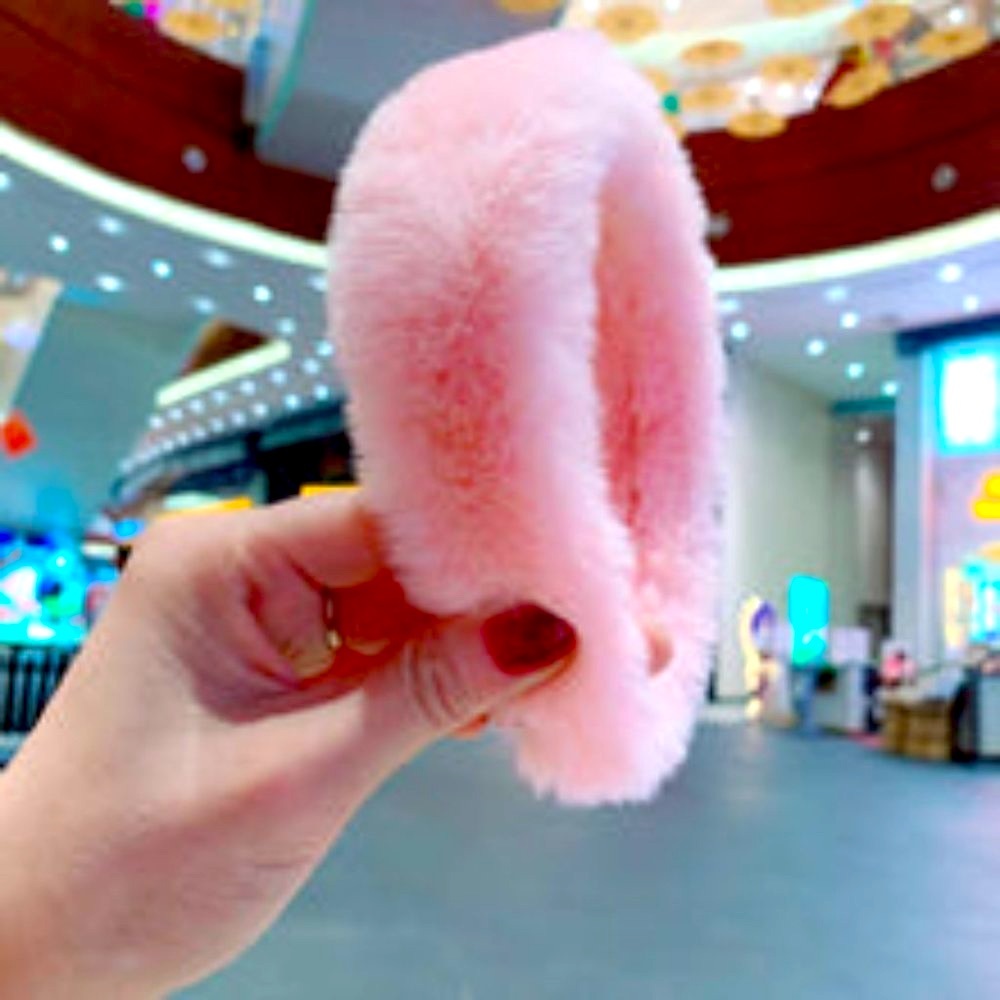 PINK Retro Faux Rabbit Fur Solid Color Fuzzy Hair Women's Plush Headband